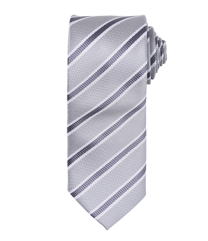 Waffle Stripe Tie with embroidered silks logo