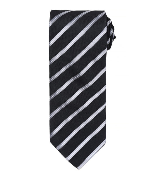 Sports Stripe Tie with embroidered silks logo