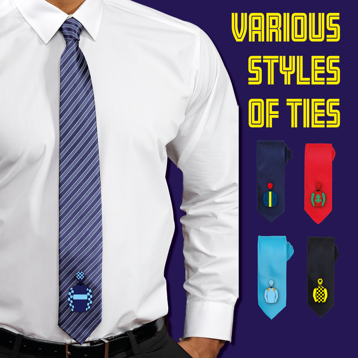 Ties with embroidered owners colours