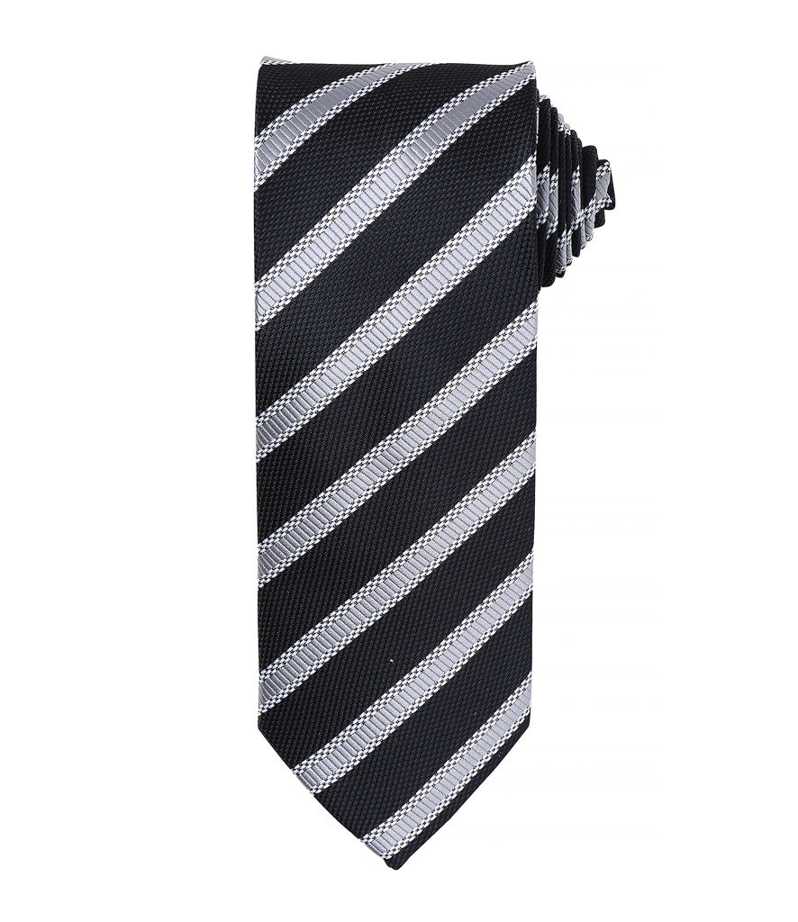 Waffle Stripe Tie with embroidered silks logo