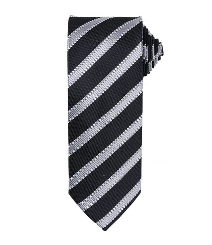 Waffle Stripe Tie with embroidered silks logo