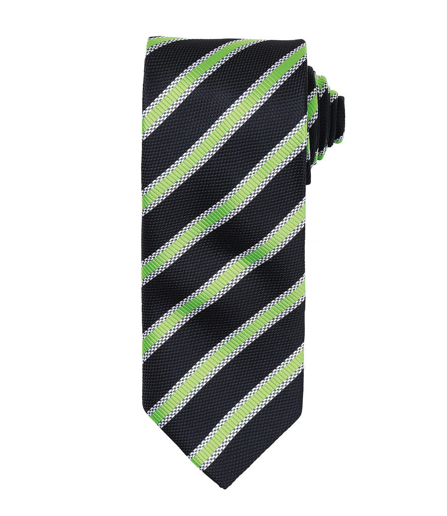 Waffle Stripe Tie with embroidered silks logo