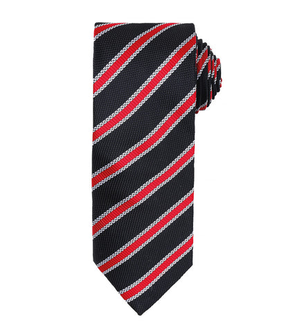 Waffle Stripe Tie with embroidered silks logo