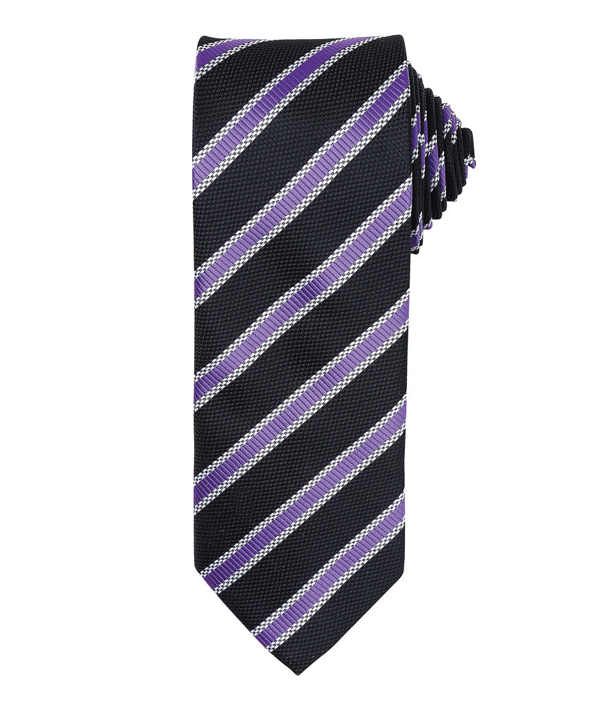 Waffle Stripe Tie with embroidered silks logo