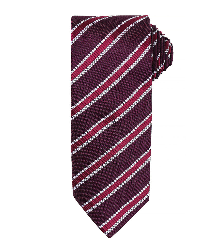 Waffle Stripe Tie with embroidered silks logo