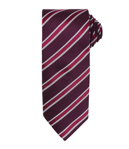 Waffle Stripe Tie with embroidered silks logo