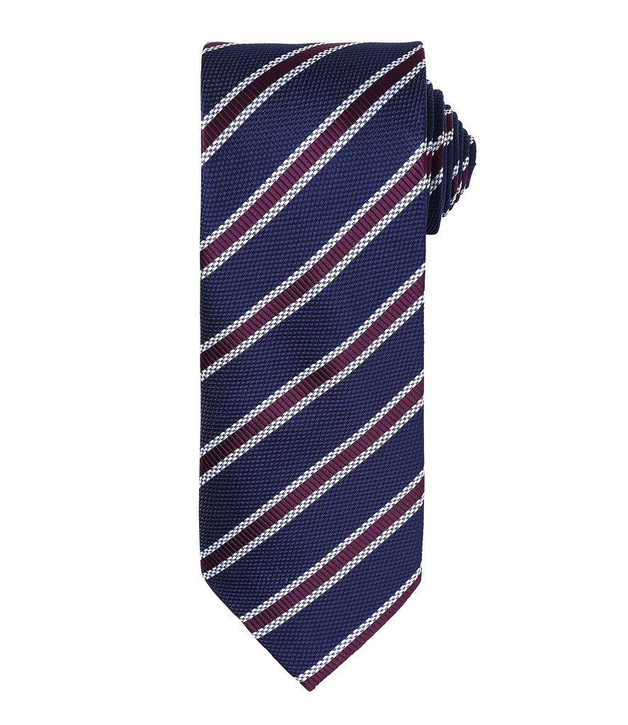 Waffle Stripe Tie with embroidered silks logo