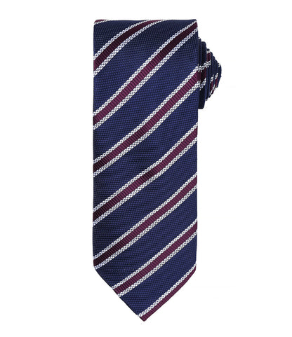 Waffle Stripe Tie with embroidered silks logo