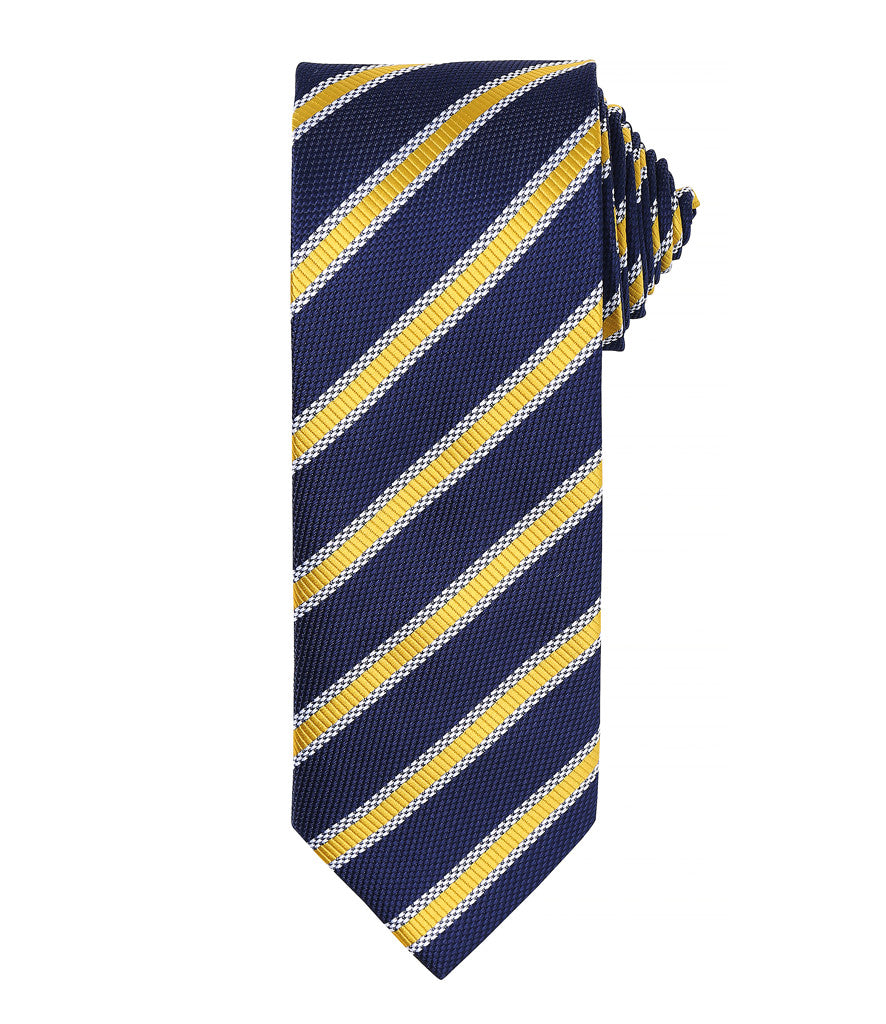 Waffle Stripe Tie with embroidered silks logo