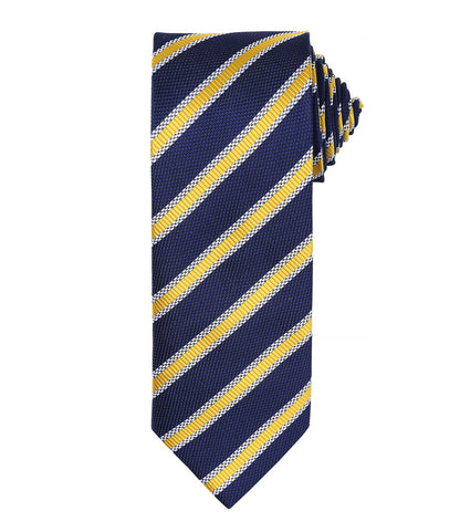 Waffle Stripe Tie with embroidered silks logo