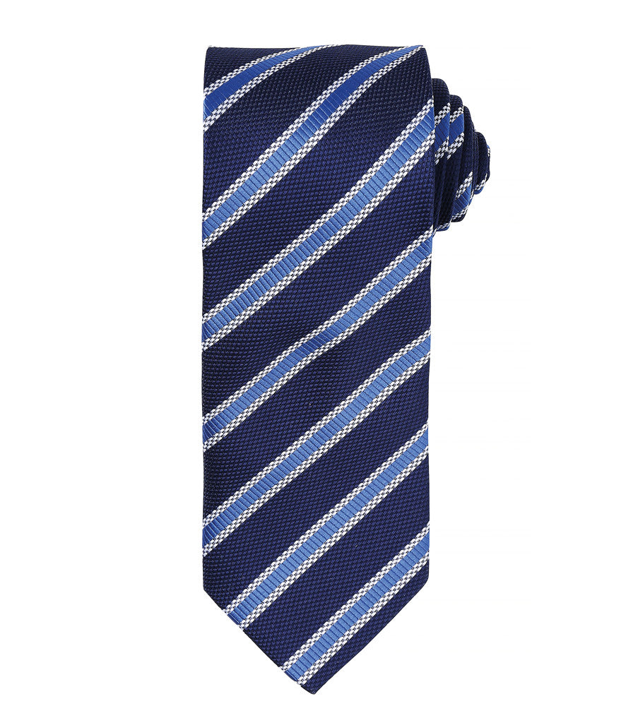 Waffle Stripe Tie with embroidered silks logo