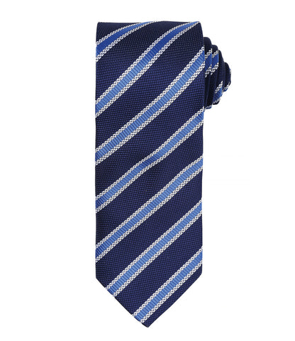 Waffle Stripe Tie with embroidered silks logo
