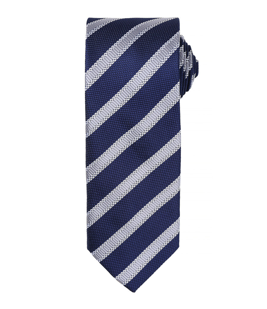 Waffle Stripe Tie with embroidered silks logo