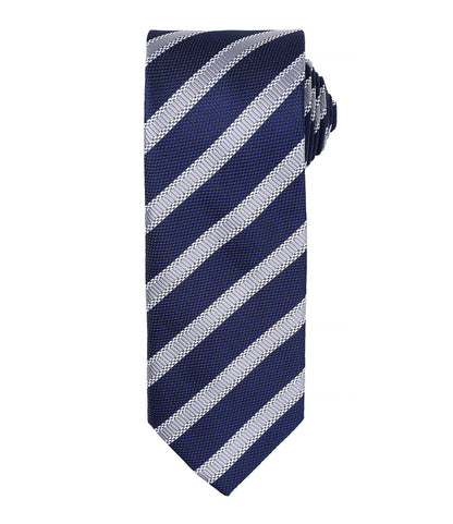 Waffle Stripe Tie with embroidered silks logo