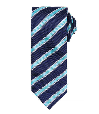 Waffle Stripe Tie with embroidered silks logo