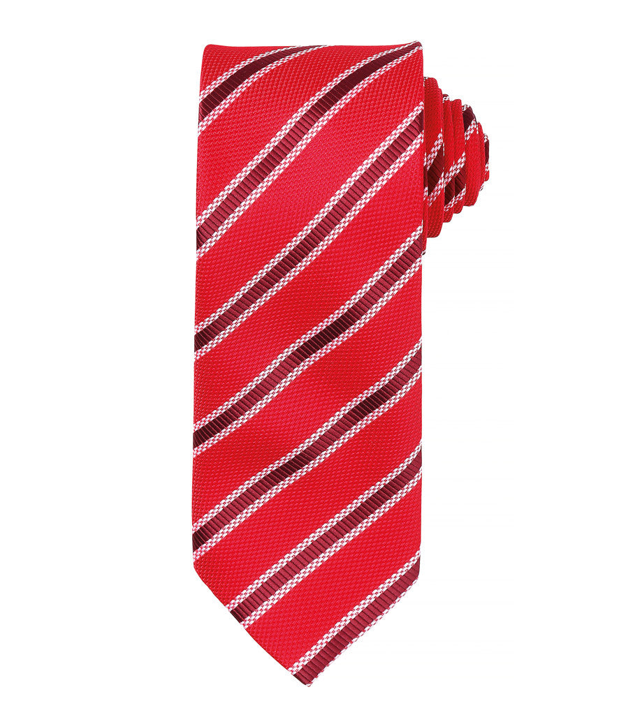Waffle Stripe Tie with embroidered silks logo