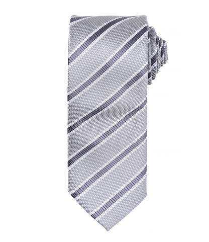 Waffle Stripe Tie with embroidered silks logo