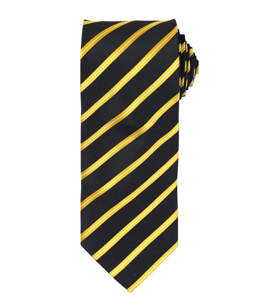 Sports Stripe Tie with embroidered silks logo