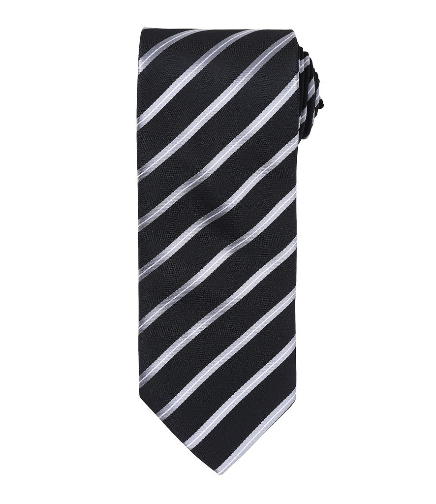 Sports Stripe Tie with embroidered silks logo