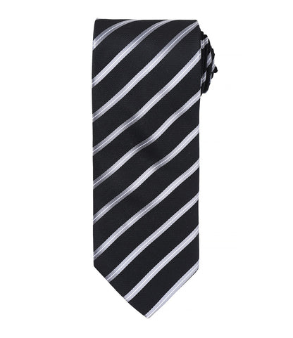 Sports Stripe Tie with embroidered silks logo