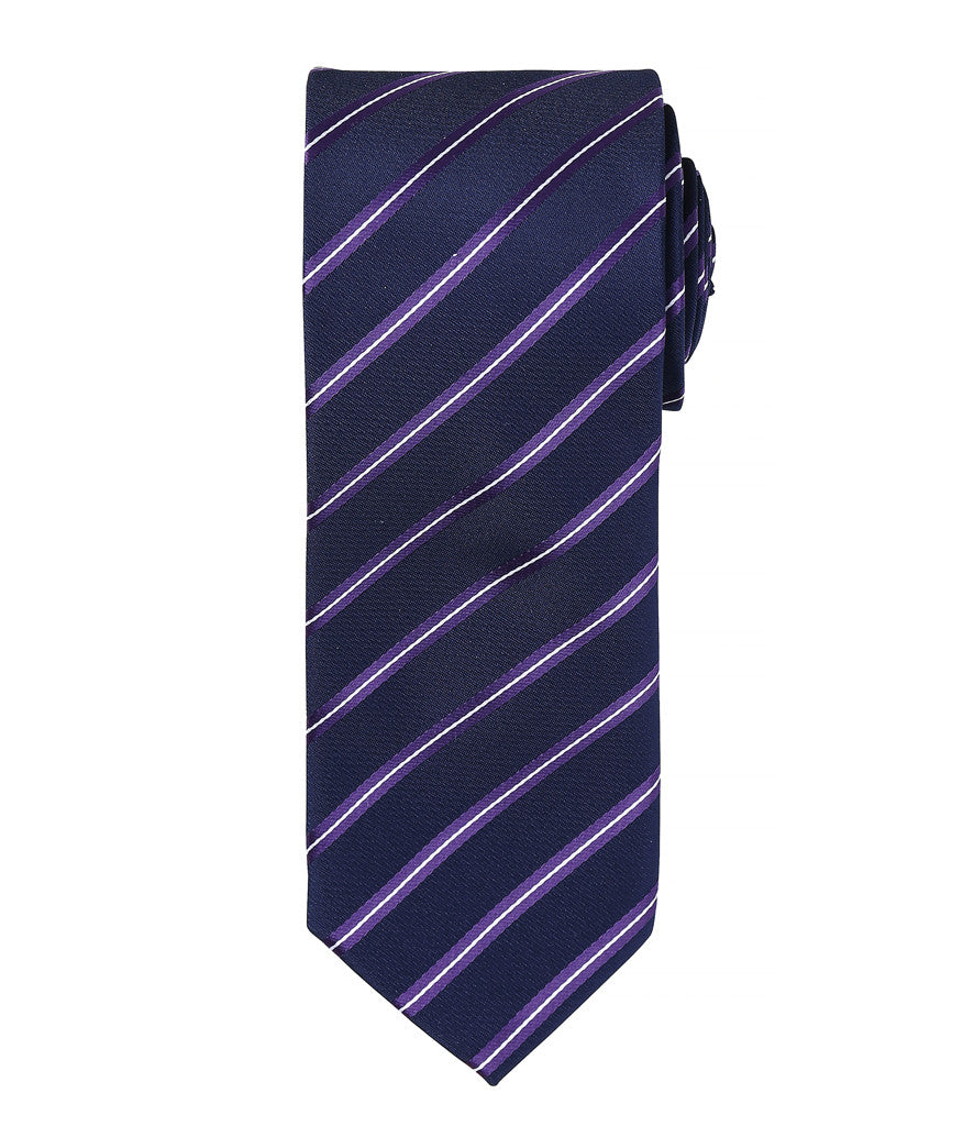 Sports Stripe Tie with embroidered silks logo