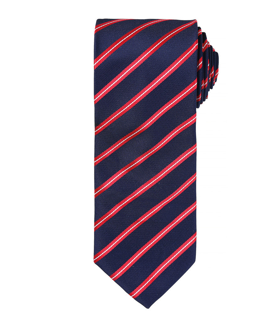 Sports Stripe Tie with embroidered silks logo