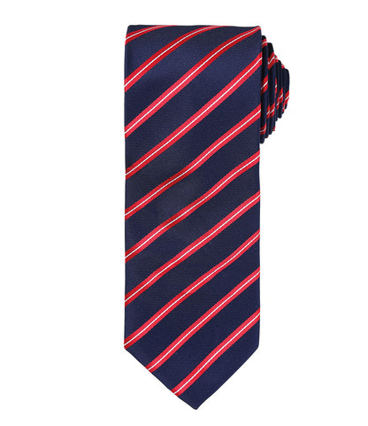 Sports Stripe Tie with embroidered silks logo