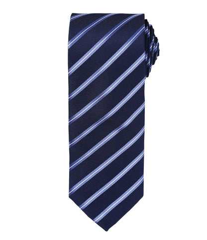 Sports Stripe Tie with embroidered silks logo