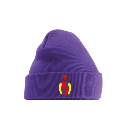 Brocade Racing Embroidered Cuffed Beanie - Hacked Up
