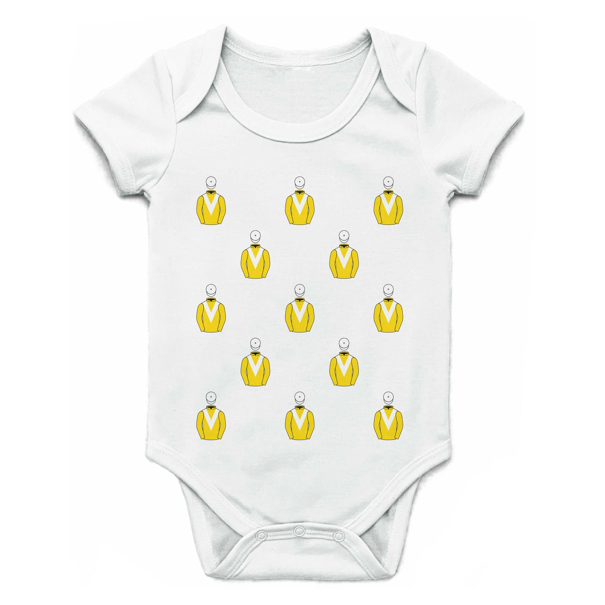 Old Gold Racing Multiple Silks Baby Grow - Baby Grow - Hacked Up